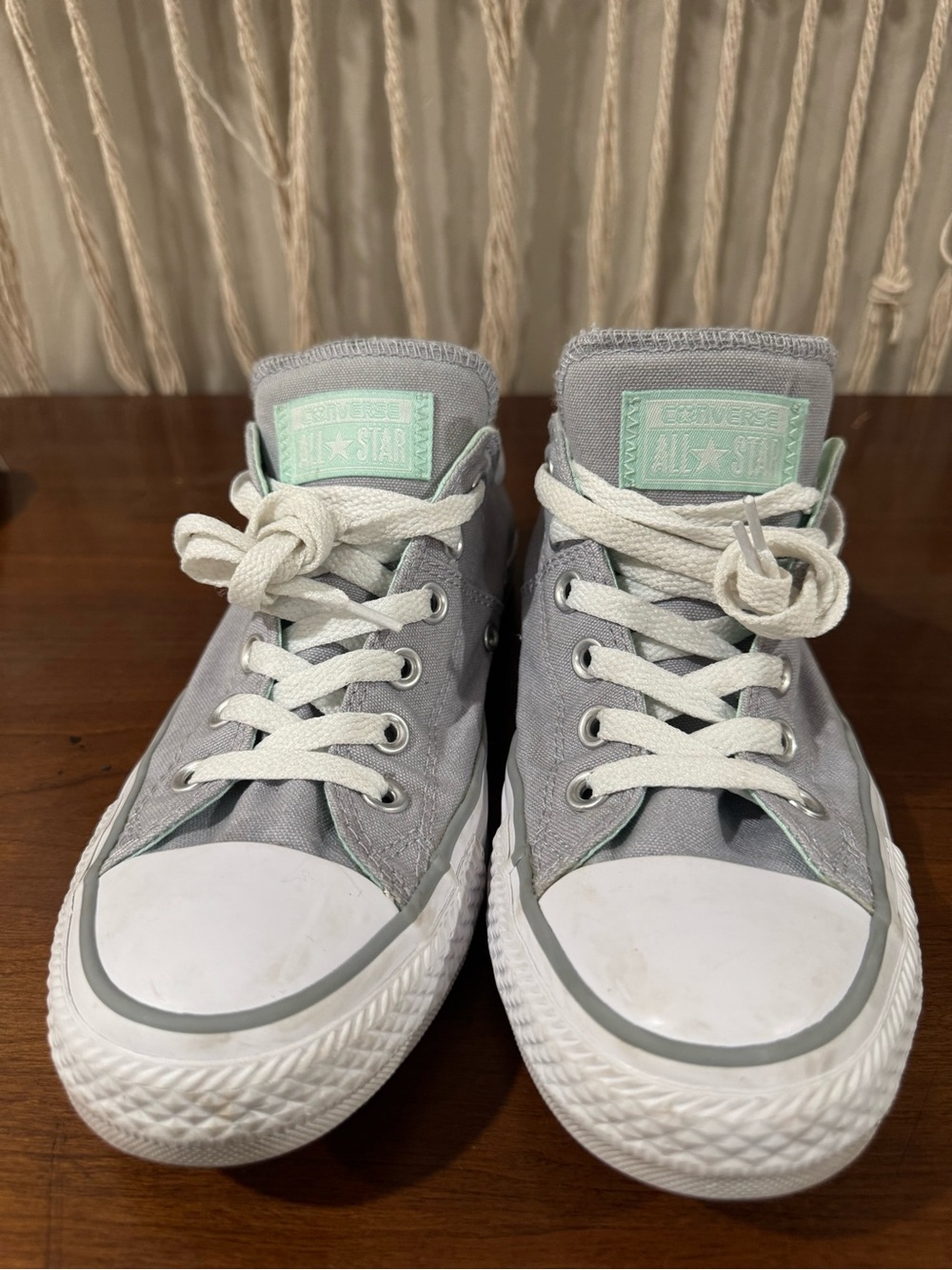 Converse Women’s Chuck Taylor All Star Mid Top Sneakers - Gray with Mint Accent